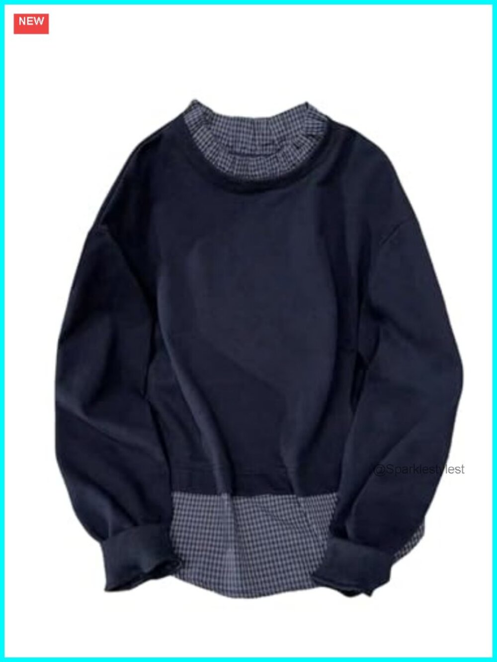 Women's Plaid Long Sleeve 2 in 1 Sweatshirt Loose Fit Pullover